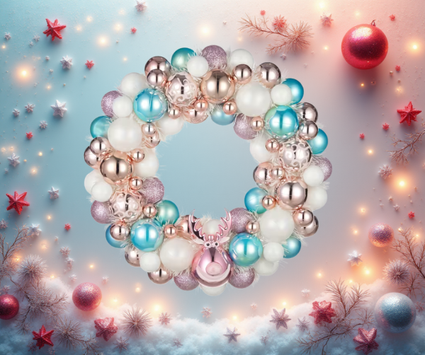 Weihnachtskranz 35 cm Weiß & Hellblau moderner Türkranz Advent