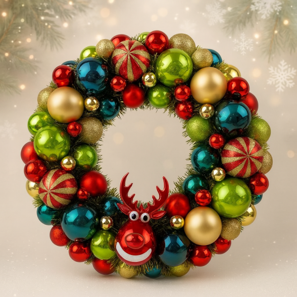 Weihnachtskranz 35 cm – Glam Style, bunt, Kunststoff, Deko