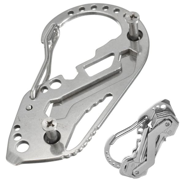 Karabiner Survival Multitool Edelstahl – Hummerklaue, Outdoor, Notfall-Tool