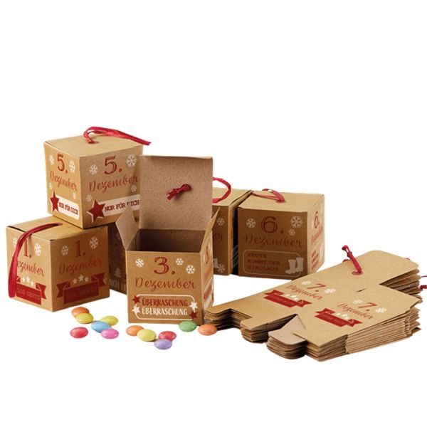 Adventskalender DIY- Bastelset – 24 Boxen zum Zusammenfalten - Weihnachten