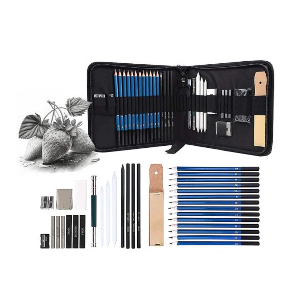Skizzenzeichnungs-Set 32-teilig Künstler Bleistifte Kohle Graphit Etui