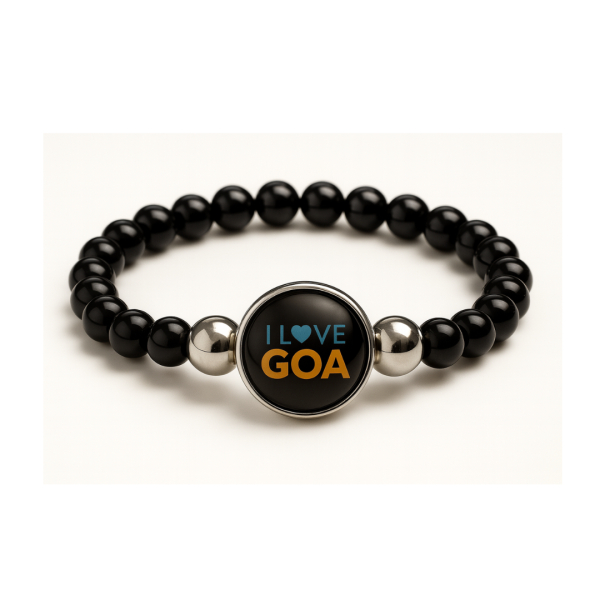 Armband Perlen schwarz Boho Festival Schmuck elastisch ILoveGoa