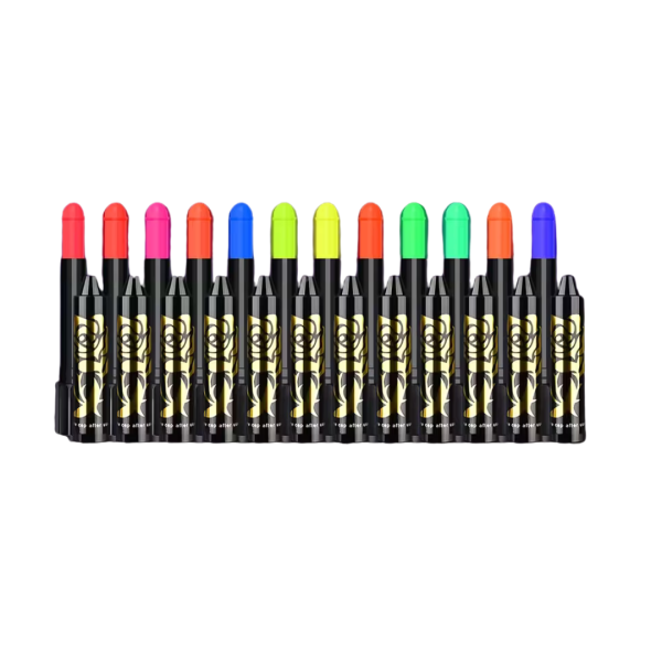 UV Neon Gesichtsfarbe Körperfarbe 12tlg Stifte Set Schwarzlicht wasserlöslich