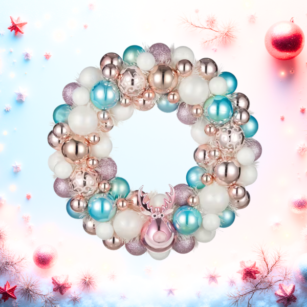 Weihnachtskranz 35 cm Weiß & Hellblau moderner Türkranz Advent